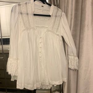 Free People white boho blouse L